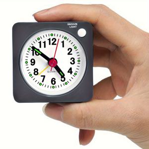 TEMU 1개, 여행용 알람 시계, 침대 옆, Snooze 및 야간 조명 기능이 있는 조용한 시계, 배터리 구동, 침실 및 등산용 조용한 시계
