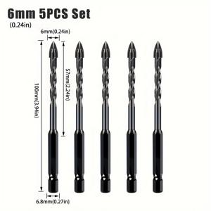 TEMU 고강도 타일 십자 드릴 비트, 타일 펀치 네모난 필립스 오버로드 드릴, 텅스텐 강철 드릴 비트, 유리, 세라믹, 대리석, 시멘트, 벽, 콘크리트 펀치, 전기 드릴 합금 비트, 손전동 드릴 비트, 네모난