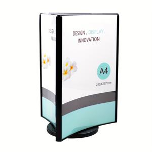 TEMU A4 아크릴 삼면 회전식 와인 워터 테이블 플레이트 광고 정보 디스플레이 스탠드 메뉴 플레이트
