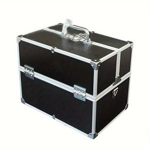 TEMU 알루미늄 화장품 여행 케이스 메이크업 트레인 케이스 네일 폴리쉬 뷰티 오거나이저 헤어드레싱 메이크업 보관함 미러 및 트레이 포함, 메이크업 , 미용사, 네일 테크니션을 위한 다목적 수납 박스