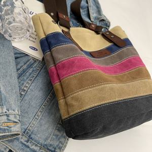 TEMU 세련된 캔버스 숄더 토트백, 다양한 색상과 체크 무늬 패턴으로 스타일리시함을 연출하며, 연예인에게 완벽합니다.