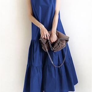 TEMU 여성용 시크한 민소매 A라인 맥시 드레스 - 단색, 레이어드 탱크 디자인, 여름 & 봄에 완벽함