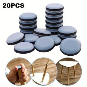 TEMU 가구용 글라이더 20개, 자차식 테프론 슬라이더, 회색 바닥 이동패드