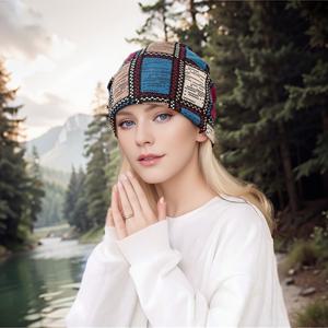 TEMU 1개의 빈티지 스타일 자카드 폴리에스테르 헤드스카프, 다목적 신축성있는 헤어 보닛, 흡습 발산 기능, 프린트 타이 다이 디자인, 다재다능한 헤드밴드, 마스크 및 목 액세서리