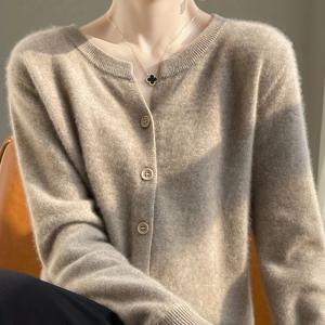 TEMU 여성용 라운드넥 가벼운 카디건 - 긴 소매 버튼 프론트와 가슴 포켓, 중간 신축성 기계 세탁 가능 단색 스웨터 봄 & 가을용 우아한 캐주얼 시크 레이어링 피스