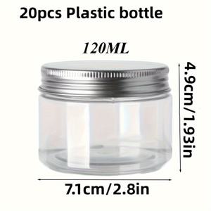 TEMU 플라스틱 저장용기 뚜껑 120/150ml 20개, 알루미늄 원형 캐니스터, 빈 플라스틱 화장품 용기, 음식용 여행 병, 주방 보관용품