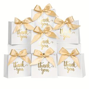 TEMU 결혼식 선물용 리본이 달린 작은 감사 선물 가방 50팩 - 결혼식, 베이비 샤워, 생일 및 신부 파티를 위한 화이트 미니 종이 캔디 백 - 4.5x3.9x1.8인치, 포장 상자, 웨딩 스타프, 게스트를 위한 결혼식 선물, 크리스마스, 할로윈