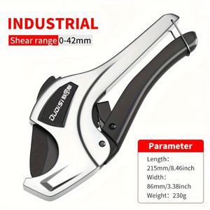 TEMU 전문 파이프 가위 커터, PVC, PPR, ABS, PE, 비닐 및 고무 파이프용, 고속 SK5 강철 블레이드 및 테프론 코팅 핸드헬드 래칫, 수동 배관 수리