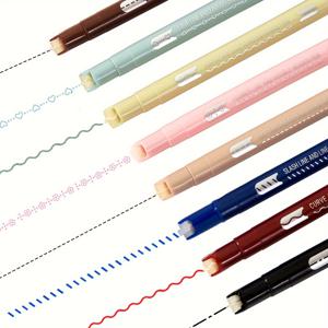 TEMU 컬러 커브 펜, 6가지 다른 커브 모양 & 8가지 색상의 미세 팁이 있는 듀얼 팁 펜, 저널링 및 노트 작성용 플래너 펜