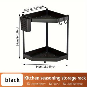 TEMU 다용도 이중층 삼각형 선반 - 양념 및 조미료 보관, 욕실 샤워 코너 정리대, 가벼운 철제 디자인에 완벽함