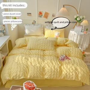 TEMU 아늑한 경량 마이크로화이버 버블 그리드 이불 커버 세트