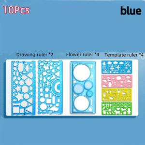 TEMU 창의적 학습과 미술 프로젝트를 위한 교육용 플라스틱 스텐실을 포함한 마법 꽃자 그리기 도구 세트 10개