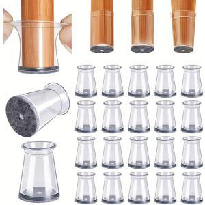 TEMU 16개 블랙 의자 다리 보호대, 광택 메탈 표면 - 스크래치 방지, 쉬운 슬라이드 가구 캡, 펠트 패드, 소음 감소, 가정 및 사무실용 다목적, 의자 다리 바닥 보호대