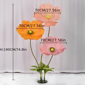 TEMU 대형 패브릭 팝피 꽃 장식 - 실물 같은 핑크 & 화이트 인공 꽃, 결혼식, 홈 데코, 사진 소품, 계절 축제용 (크리스마스, 추수감사절, 발렌타인데이, 졸업식) - 유지보수 불필요, 화병 미포함, 웨딩 플라워 액세서리, 우아한 꽃꽂이, 자연스러운 외관