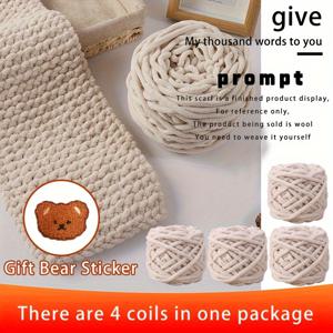 TEMU 스카프 뜨개질용 4개 실공, 작은 곰돌이 패치 재료 패키지 (남녀 공용 가을/겨울 수제 뜨개질 스카프, 두꺼운 뜨개실, 스웨터, 모자, 장갑, 작은 액세서리, 백팩 뜨개질에 적합)|볼캡