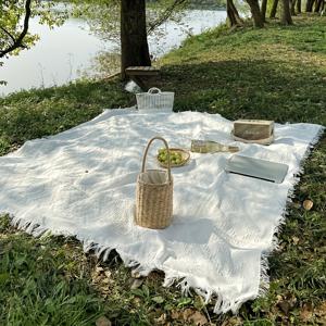 TEMU 야외용 담요 피크닉 담요 스로우 화이트 체크 가정용 침대 담요 소파 커버 캠핑 담요 텐트 매트 보온 담요, 찢어짐 방지 가정용 레저 담요 소파 커버 테이블보 소파 커버 태피스트리|캠핑매트|쇼파커버|쇼파침대