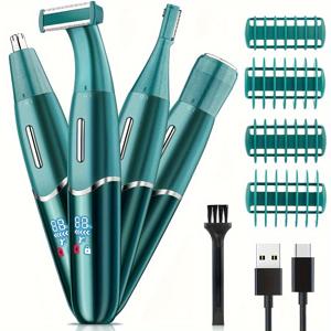 TEMU 여성, 남성을 위한 HATTEKER 4-in-1 전기 면도기 세트 - USB 충전식 리튬 배터리, 눈썹 트리머, 코털 클리퍼, 내장 배터리, 액세서리가 포함되지 않음