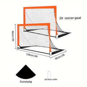 TEMU 2개 세트, 휴대용 축구 골대 세트, 실내외용 팝업 축구 골대, 뒷마당 놀이터용