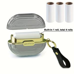 TEMU 2-in-1 휴대용 스티키 펫 헤어 리무버 & 린트 롤러 - 컴팩트 여행용 접착 브러시 (티어 시트 포함), 옷, 가구, 카시트, 침대보의 털, 먼지, 린트 제거용 - 빠른 사용