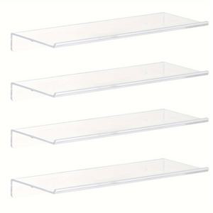 TEMU 15인치 투명 아크릴 플로팅 선반 디스플레이 테이블 2/4/6개, 두꺼운 벽걸이 수납 선반, 주방/욕실/사무실용, 보이지 않는 어린이 책장 및 양념 선반