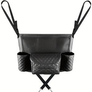 TEMU [다기능 수납 포켓 - 패턴] 차량용 인조 가죽 수납 가방, 센터 컨트롤 백팩, 전면 및 후면 시트에 적합, 체크 무늬 차량 수납 가방.