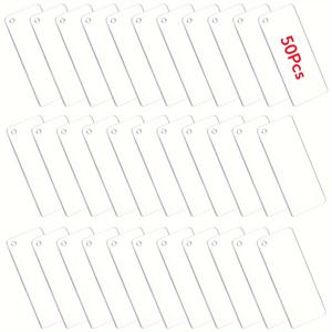 TEMU 50개 세트의 아크릴 공백 태그, 라벨링, 바구니 정리함, 주방 식료품 보관함, 키링 장식품 및 DIY 공예 프로젝트용 - 사각형 모양의 걸이 구멍이 있는 투명한 내구성 있는 소재