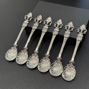 TEMU 6개의 우아한 바로크 스타일 금도금 티스푼, 화려한 꽃 디자인, 이드 알-아드하 무바라크 장식, 보석 장식, 커피, 차, 캐비어 및 디저트에 적합, 가정, 주방 및 레스토랑에 적합