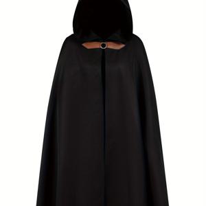 TEMU 남성용 솔리드 루즈 후드 망토, 할로윈 파티 선물에 적합한 세련되고 참신한 의상
