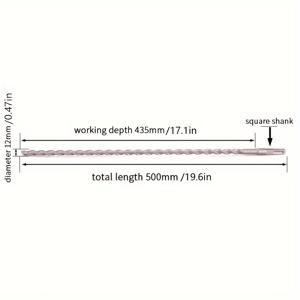 TEMU 500mm 길이의 사각 생크가 있는 전동 해머 드릴 비트, 벽돌, 돌, 콘크리트의 임팩트 드릴링을 위해 설계된 4개의 절단면.