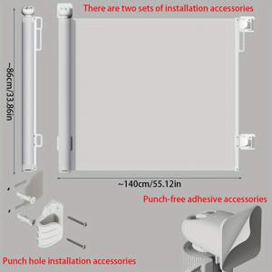 TEMU 쉬운 설치 드릴 없는 텔레스코픽 애완동물 게이트 - 튼튼한 ABS & 플라스틱 메쉬 울타리, 실내 계단용, 개 안전 장벽, 높이 조절 가능, 8.1