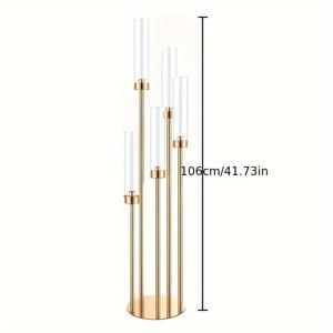 TEMU 결혼식, 이벤트 및 홈 데코에 완벽한 우아한 골든 5-팔 촛대 센터피스 아크릴 튜브 포함
