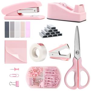 TEMU 핑크 사무용품 액세서리, 여성용 핑크 스테이플러 및 테이프 디스펜서 세트, 핑크 사무실 데스크 액세서리, 여성용 사무실 선물, 보스 레이디, 사무실 여성, 동료, 사무원들을 위한