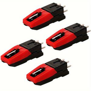 TEMU 4개의 유니버설 턴테이블 세트와 바늘 - 비닐 레코드 플레이어와 호환 가능 - 전원 필요 없음, 튼튼한 ABS 소재, 33 1/3, 45, 78 RPM 레코드용 세라믹 루비 헤드 - 거치대 및 4개의 세라믹 바늘 포함 - 이상적인 비닐 플레이어 교체 키트