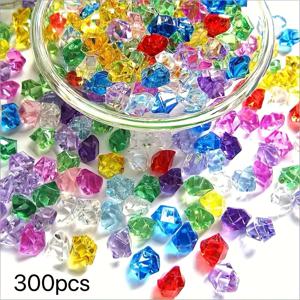 TEMU 300개 대용량 투명 & 다색 아크릴 보석 - 투명 큐브, 구체, 면처리된 육각형, , 하트, 물방울, , 직사각형 프리즘 - 선명한 빨강, 파랑, 초록, 노랑, 주황, 보라, 분홍, 흰색, 갈색, 검정, 투명 - 수족관, 화병, DIY 공예, 결혼식, 생일 파티 장식, 사진 소품용 - 내구성 있고 안전한 합성 보석, 주얼리, 선물