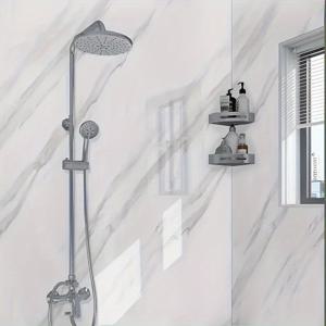 TEMU 1롤 화이트 시리즈 대리석 벽지 - 자체 접착 방수 주방 백스플래시 스티커, 컷 가능 비닐 홈 데코, 화이트, 그린, 베이지, 핑크, 블랙 등 현대적인 대리석 패턴, 주방 & 방 리모델링을 위한 쉬운 DIY 설치, DIY 홈 개선 | 광택 마감지 | 비닐 벽지, 주방 장식 및 액세서리