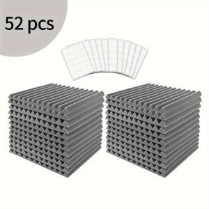 TEMU 52개 회색 어쿠스틱 폼 방음 키트 - 12