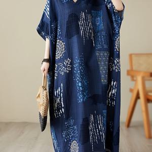 TEMU 여성용 플러스 사이즈 V넥 맥시 드레스, 편안한 루즈핏 카프탄, 비치 커버업, 캐주얼 기모노 스타일 드레스