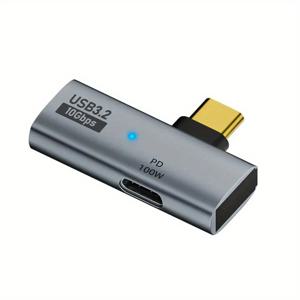 TEMU PD 지원이 있는 2-in-1 USB Type-C 어댑터 - 폰, 태블릿, 맥북용 100W 고속 충전, 데이터 전송 및 OTG 기능 - 배터리 필요 없음, 금속 마감, PVC 소재, 데이터 전송 어댑터 | 현대 USB 어댑터 | 내구성 있는 플라스틱 케이스, USB Type C