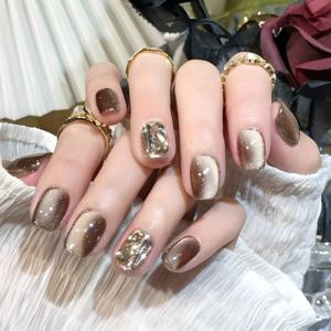 TEMU 30개 광택 극단적으로 짧은 T 프레스 온 네일 갈색 고양이 눈 모양의 스트라스가 달린 인조 네일 반짝이는 인공 재사용 가능한 여성용 손톱