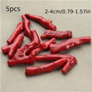 TEMU 빨간 산호석 비즈 5개/팩, 목걸이 및 액세서리 제작을 위한 독특한 패션 DIY 주얼리 재료