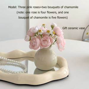 TEMU 미니 세라믹 화분 인공 꽃 꽃 사무실 책상 책상 작은 장식 세면대 식탁 호텔 홈 장식