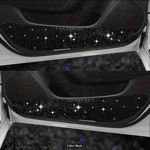 TEMU 2pcs 자동차 도어 안티 킥 매트, 범용 폴리에스터 섬유 보호 패드, 보라색 & 핑크 충돌 스티커, 자동차 액세서리