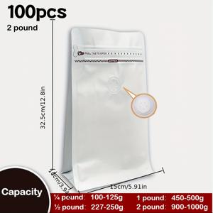 TEMU 100개 누수 방지 자동 밀봉 커피 백 - 원방향 밸브 포함, 콩, 견과류, 건과일 및 차 보관용 재사용 가능한 생산 가방|커피|야채탈수기
