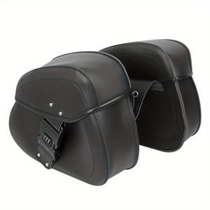 TEMU 1쌍 헤비 듀티 새들백 - 혼다, 할리데이비슨, 스즈키, 야마하, 카페 레이서, 보버에 적합 - 탈부착 가능한 블랙 인조 가죽 사이드 러기지 백