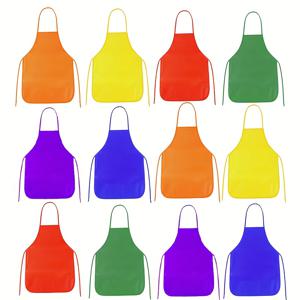 TEMU 6/12개입 부직포 앞치마 - 생생한 색상 (오렌지, 노랑, 빨강, 초록, 보라, 분홍, 갈색, 청록색, 네이비, 버건디, 골드, 마룬)