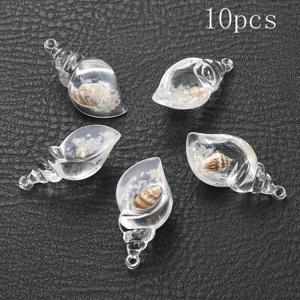 TEMU 10개 아크릴 야광 해조류 매력 - 20x42mm DIY 공예용 반짝이는 펜던트, 귀걸이, 팔찌, 목걸이용 - 다양한 색상의 복잡한 디자인의 조개 모양, 투명 소재, 야광 기능