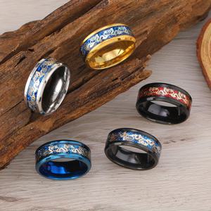 TEMU 5PCS 빈티지 스타일 드래곤 패턴 스테인리스 스틸 반지 세트 남성용 – 연회, 파티, 일상 착용 및 특별한 날을 위한 멋진 액세서리