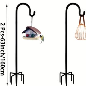 TEMU 36인치 셰퍼드 훅 - 야외 새 먹이통, 랜턴, 태양광 조명, 화분 걸이용 스탠드 후크 2개 세트 (화분, 결혼식 장식용)