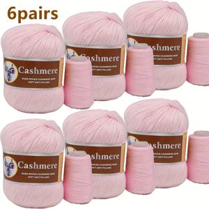 TEMU 6 쌍 캐시미어 블렌드 원사 세트, 부드럽고 따뜻한 10.58oz+4.23oz 총량, DIY 크로셰 및 뜨개질에 이상적, 스웨터, 모자, 스카프를 위한 손으로 짠 원사 - 다양한 색상