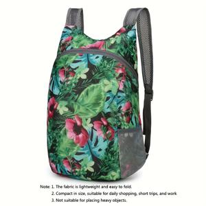 TEMU 가벼운 & 접이식 꽃무늬 백팩 - 초박형, 다기능 하이킹, 여행, 업무, 쇼핑용 | 튼튼한 폴리에스테르, 조절 가능한 스트랩